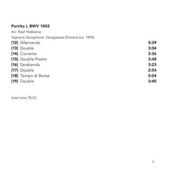 SACD Johann Sebastian Bach: Partitas: Arr. for Saxophone