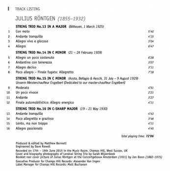 CD Julius Röntgen: Röntgen: String Trios, Nos.13-16 [Vol.4]