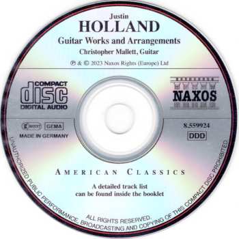 CD Justin Holland: Guitar Works And Arrangements