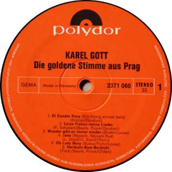 LP Karel Gott: Die Goldene Stimme Aus Prag