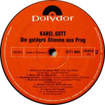 LP Karel Gott: Die Goldene Stimme Aus Prag