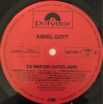 LP Karel Gott: Es War Ein Gutes Jahr