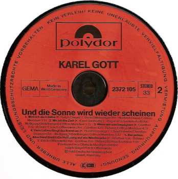 LP Karel Gott: Und Die Sonne Wird Wieder Scheinen