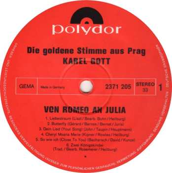 LP Karel Gott: Von Romeo An Julia