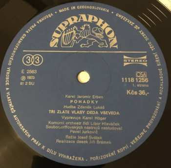 LP Karel Höger: Pohádky (Tři Zlaté Vlasy Děda Vševěda / O Třech Přadlenách / Otesánek)