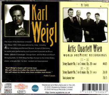 CD Karl Weigl: String Quartets N°.1, Op. 20 - N°.5, Op. 31