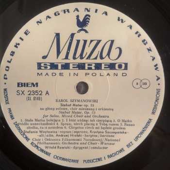 LP The National Warsaw Philharmonic Orchestra: Stabat Mater. Symphony No. 3