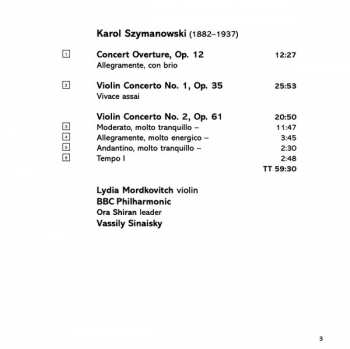 CD Karol Szymanowski: Violin Concertos Nos 1 & 2 - Concert Overture