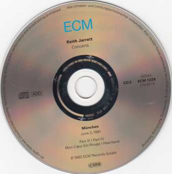 3CD Keith Jarrett: Concerts (Bregenz München)