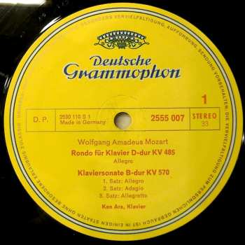 LP Wolfgang Amadeus Mozart: Rondo D-dur KV 485 / Klaviersonaten B-dur KV 570, A-dur KV 331 / Fantasie d-moll KV 397