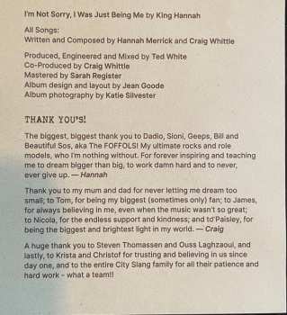 LP King Hannah: I'm Not Sorry, I Was Just Being Me