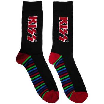 Merch Kiss: Chaussettes à la cheville Red Logo Kiss & Stripes