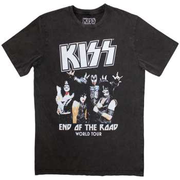  Kiss: Kiss Unisex Stone Wash T-shirt: End Of The Road World Tour (small) S