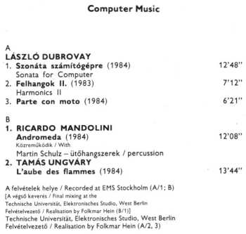 LP Tamas Ungvary: Computer Music