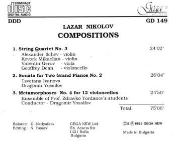 CD Lazar Nikolov: Lazar Nikolov: Compositions