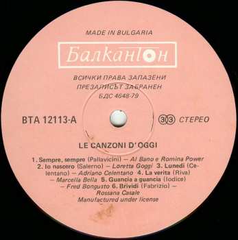 LP Various: Le Canzoni D'oggi