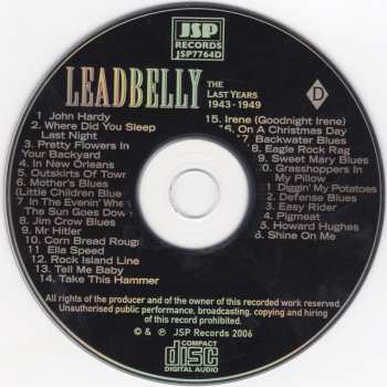 4CD/Coffret Leadbelly: Important Recordings 1934 - 1949