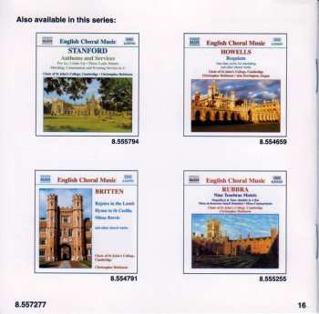 CD St. John's College Choir: Sacred Choral Music: Crux Fidelis / Missa Brevis / Three Latin Motets / A Festival Anthem