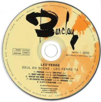 2CD Léo Ferré: Seul En Scène Léo Ferré 73