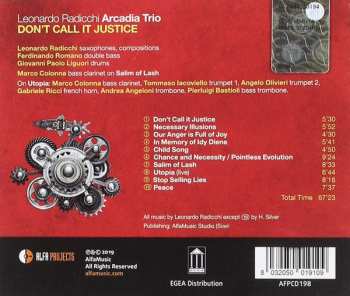 CD Leonardo Radicchi Arcadia Trio: Don't Call It Justice