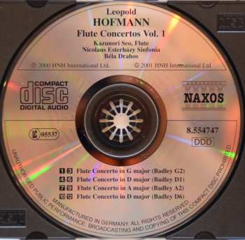 CD Nicolaus Esterházy Sinfonia: Flute Concertos Vol. 1