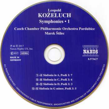 CD Leopold Koželuh: Symphonies • 1