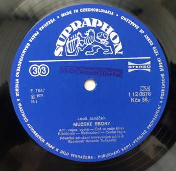 LP Leoš Janáček: Mužské Sbory Leoše Janáčka