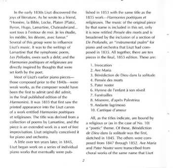 2CD Franz Liszt: Harmonies Poétiques Et Religieuses / 6 Consolations / 2 Légendes / Weihnachtsbaum