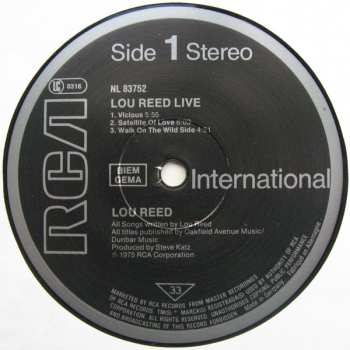 LP Lou Reed: Lou Reed Live