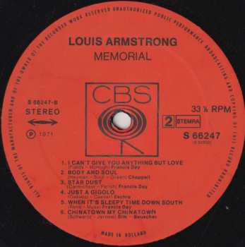 2LP Louis Armstrong: Memorial
