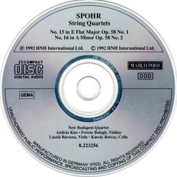 CD Louis Spohr: String Quartets (Complete) Vol. 6