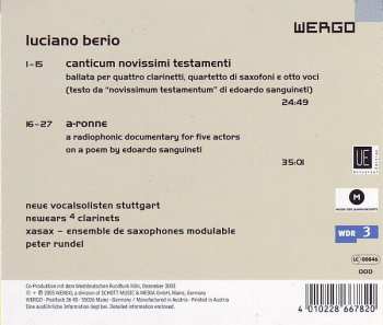 CD Luciano Berio: Canticum Novissimi Testamenti · A-Ronne