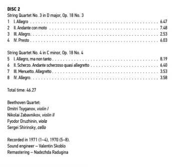 8CD/Coffret Ludwig van Beethoven: Ludwig Van Beethoven Quartets Performed By Beethoven Quartet