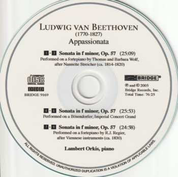 CD Ludwig van Beethoven: Sonata In F Minor, Op. 57, Appassionata / Three Performances Of The Appassionata On Fortepianos And Piano Of Viennese Design