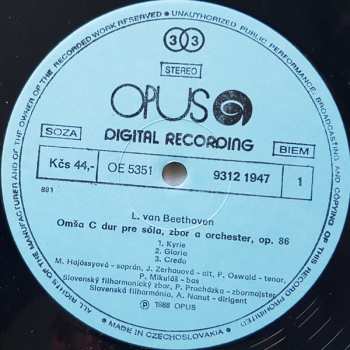 LP Ludwig van Beethoven: Mass In C-Major Op.86