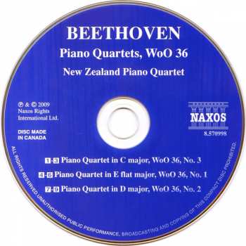 CD Ludwig van Beethoven: Piano Quartets, WoO 36