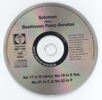 CD Ludwig van Beethoven: Piano Sonatas Nos.17, 18, 21 "Waldstein" & 22