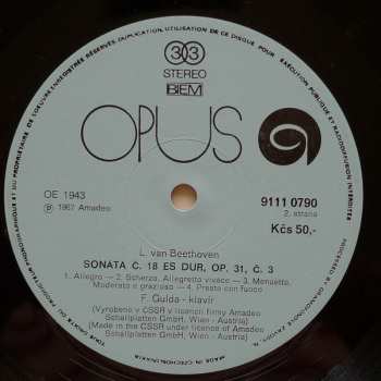 LP Ludwig van Beethoven: Sonate Nr. 15 D-dur Op. 28 / Sonate Nr. 18 Es-dur, Nr. 3, Op. 31 (79/2)