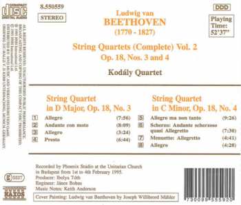 CD Ludwig van Beethoven: String Quartets (Complete) Vol. 2 Op. 18, Nos. 3 And 4