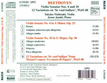 CD Ludwig van Beethoven: Violin Sonatas: No. 4, Op. 23; No. 10, Op. 96 / 12 Variations On 'Se Vuol Ballare' From 'Le Nozze Di Figaro', Wo0 40