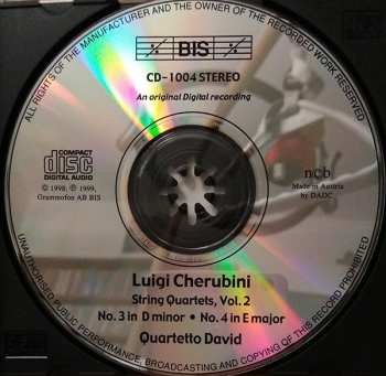 CD Luigi Cherubini: String Quartets, Vol.2