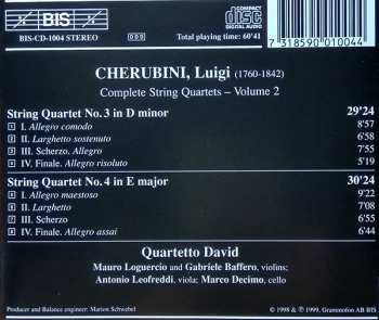 CD Luigi Cherubini: String Quartets, Vol.2