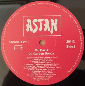 LP Mac Davis: 20 Golden Songs