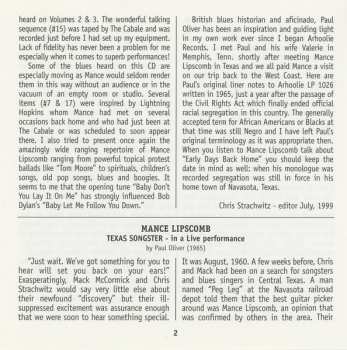 CD Mance Lipscomb: Live! At The Cabale: Texas Songster – Vol. 4