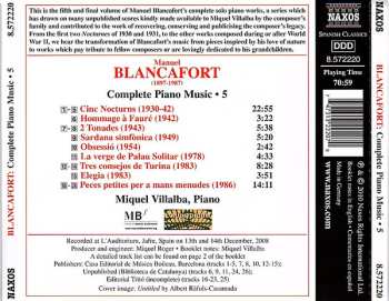 CD Manuel Blancafort: Piano Music (Cinc Nocturns · Hommage À Fauré · Peces Petites · La Verge De Palau Solitar · Tres Consejos De Turina · Elegia)