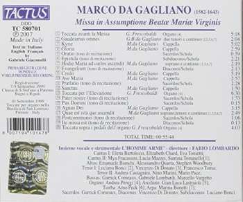 CD Marco Da Gagliano: Missa In Assumptione Beatæ Mariæ Virginis