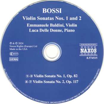 CD Emmanuele Baldini: Violin Sonatas Nos. 1 And 2