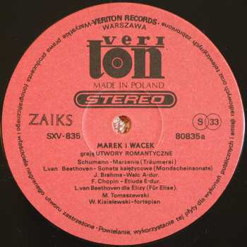 LP Marek & Vacek: Marek I Vacek Grają Utwory Romantyczne