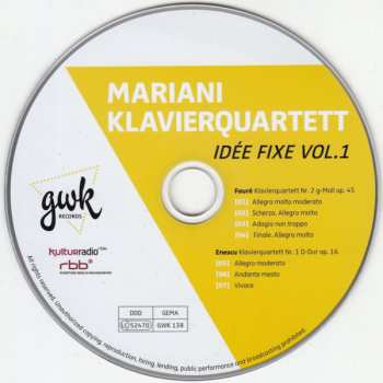 CD Gabriel Fauré: Idée Fixe Vol. 1 