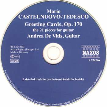 CD Mario Castelnuovo Tedesco: Greeting Cards For Guitar